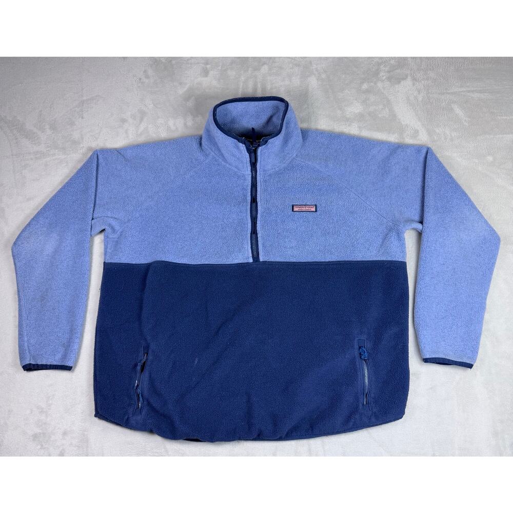 Vineyard Vines Blue Color Block Polar Fleece Half Zip Womens XL